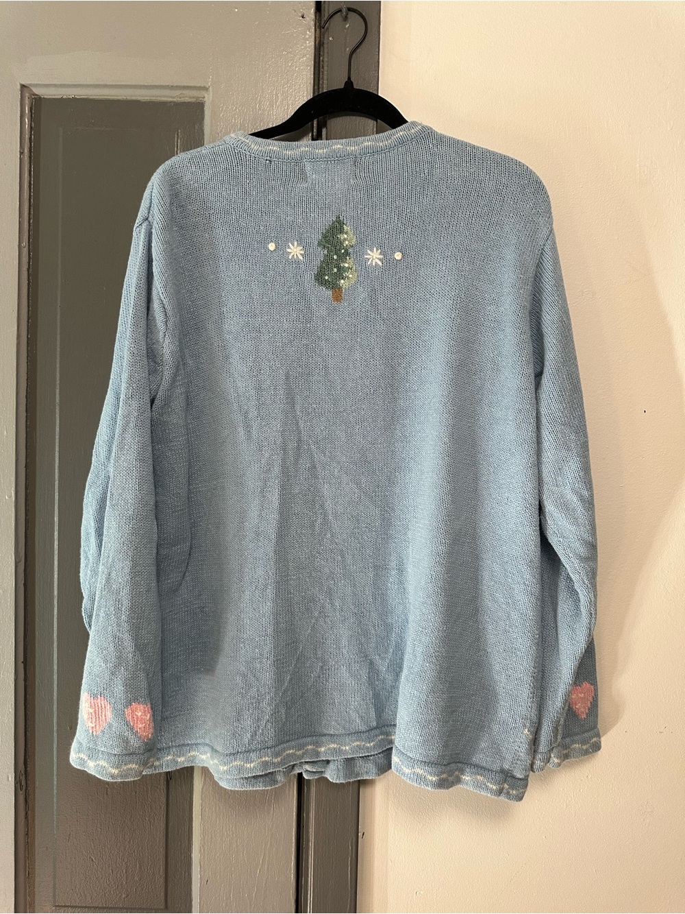 Vintage The Quacker Factory Winter Snowman Light Blue Women's Cardigan Sweater - Picture 6 of 6